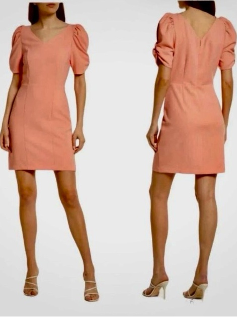 Chelsea 28 Elegant Puff-Sleeve Coral Sheath Dress (Nordstrom)
